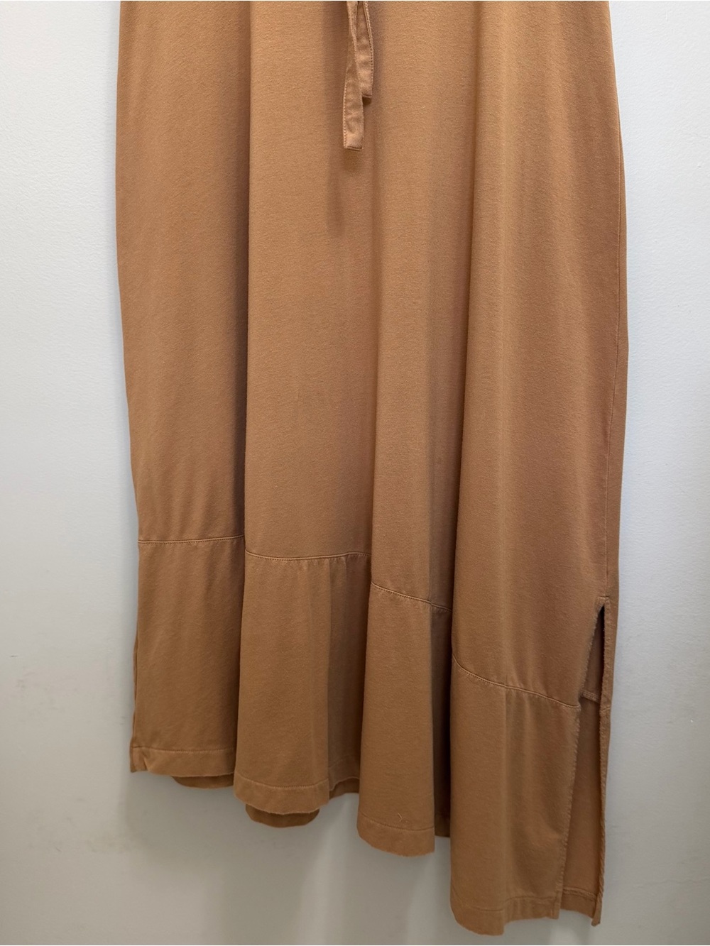 Cuyana Asymmetrical Overlay Dress Tie Back Organic Pima Cotton Camel Tan Size M - Picture 8 of 12